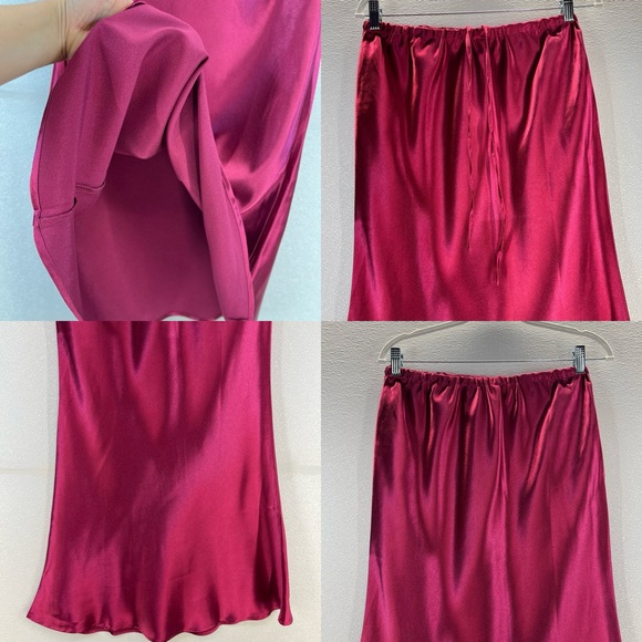 Satin Maxi Skirt for Women High Waist Drawstring Fishtail Casual Solid Long Wrap - Picture 14 of 17